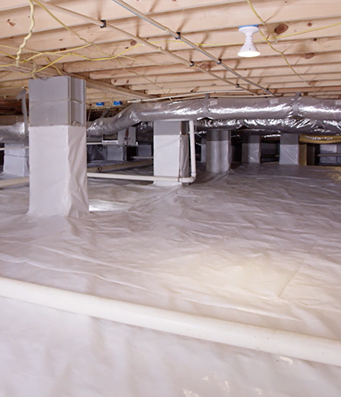 a fully encapsulated crawlspace with vapor barrier